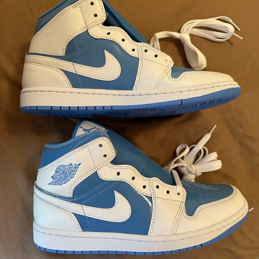 Jordan Men’s Sky Blue and White High-Top Sneakers